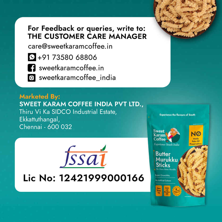 Sweet Karam Coffee Butter Murukku Crisps (Chakli) - Namkeen Snacks