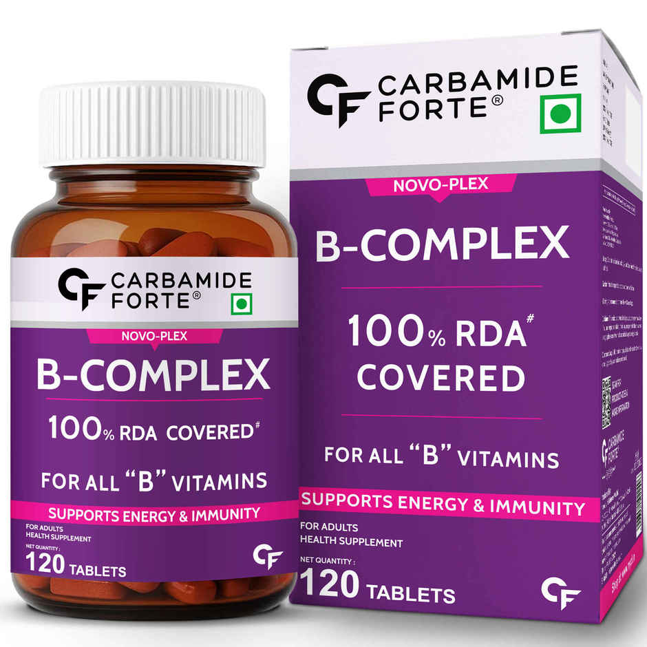 Carbamide Forte Vitamin B-Complex Tablets - 100% RDA for B Vitamins-B1, B2, B3, B5, B6, B9 & B12