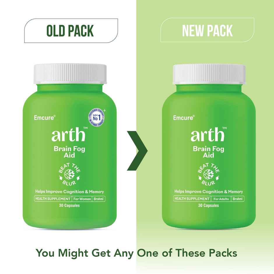 Arth By Emcure Brahmi Capsules | Bacopa Extract | Supports Cognition, Focus & Memory