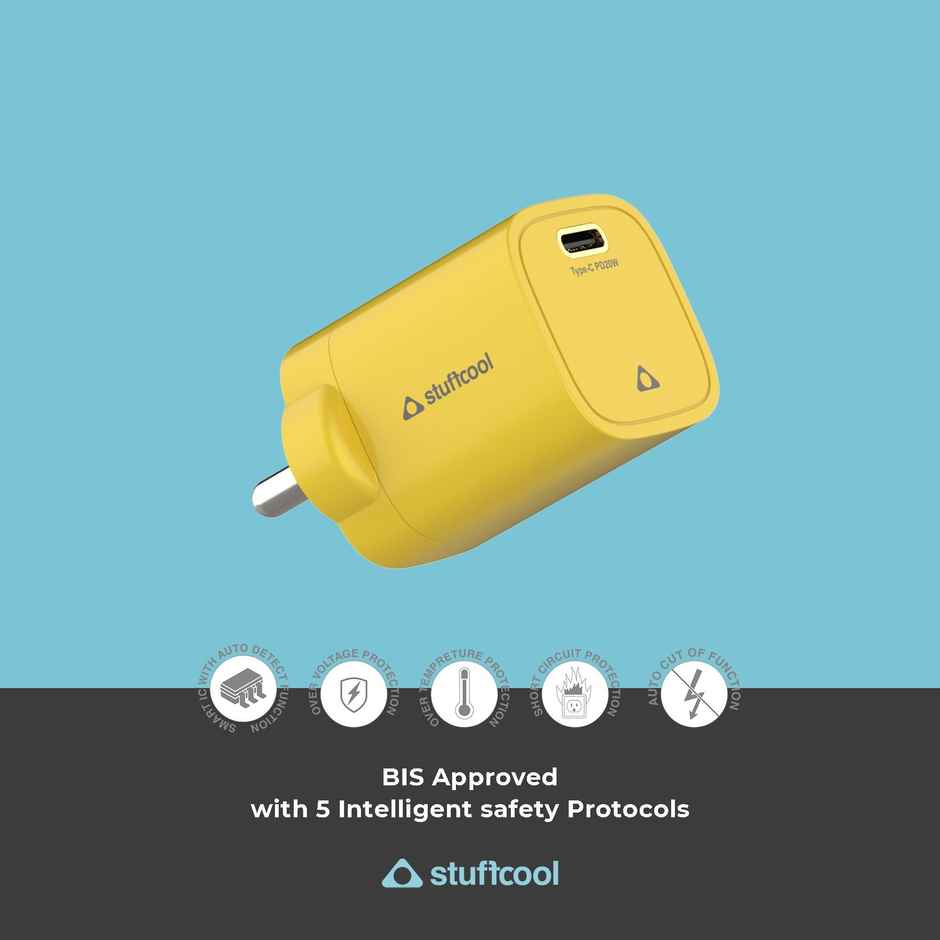 Stuffcool Nuevo 20W Smallest Wall Charger for iPhone (Yellow)