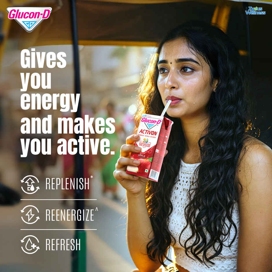 Glucon-D Activon Electrolyte Energy Drink | Apple Flavour