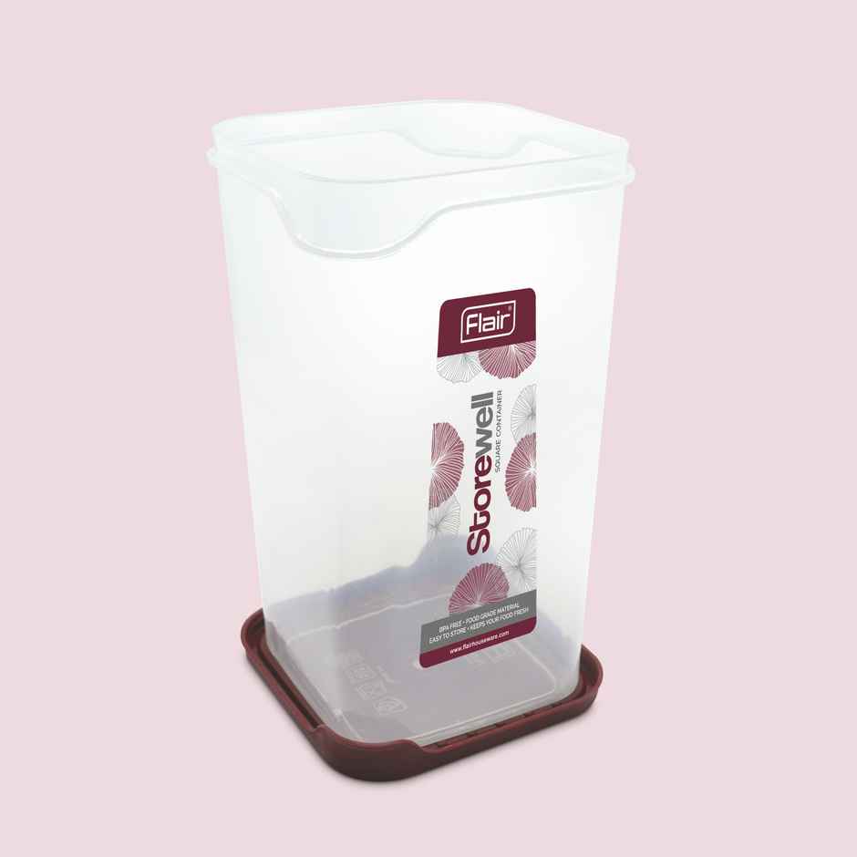 Flair Plastic Storewell Food Storage Containers 3000Ml (Maroon), Food Grade, Bpa Free