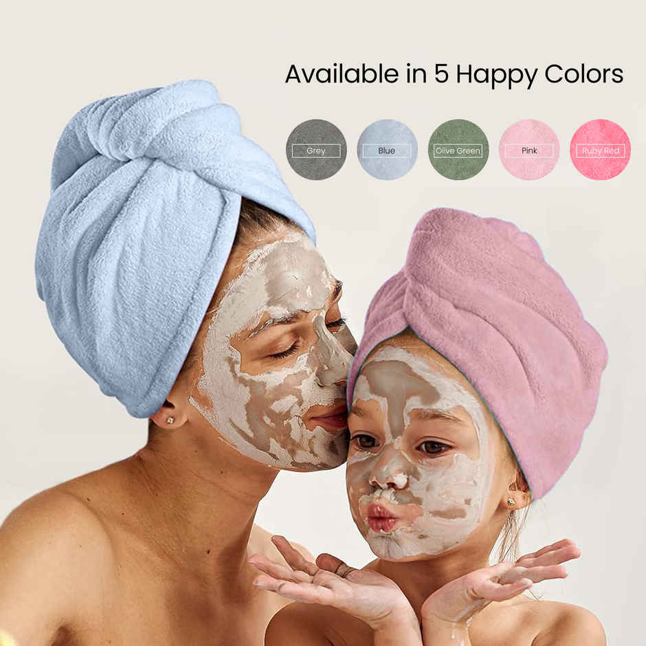 Mush Bamboo Hair Towel Ultra Soft Absorbent Anti Microbial Hair Wrap 500 GSM Sky Blue