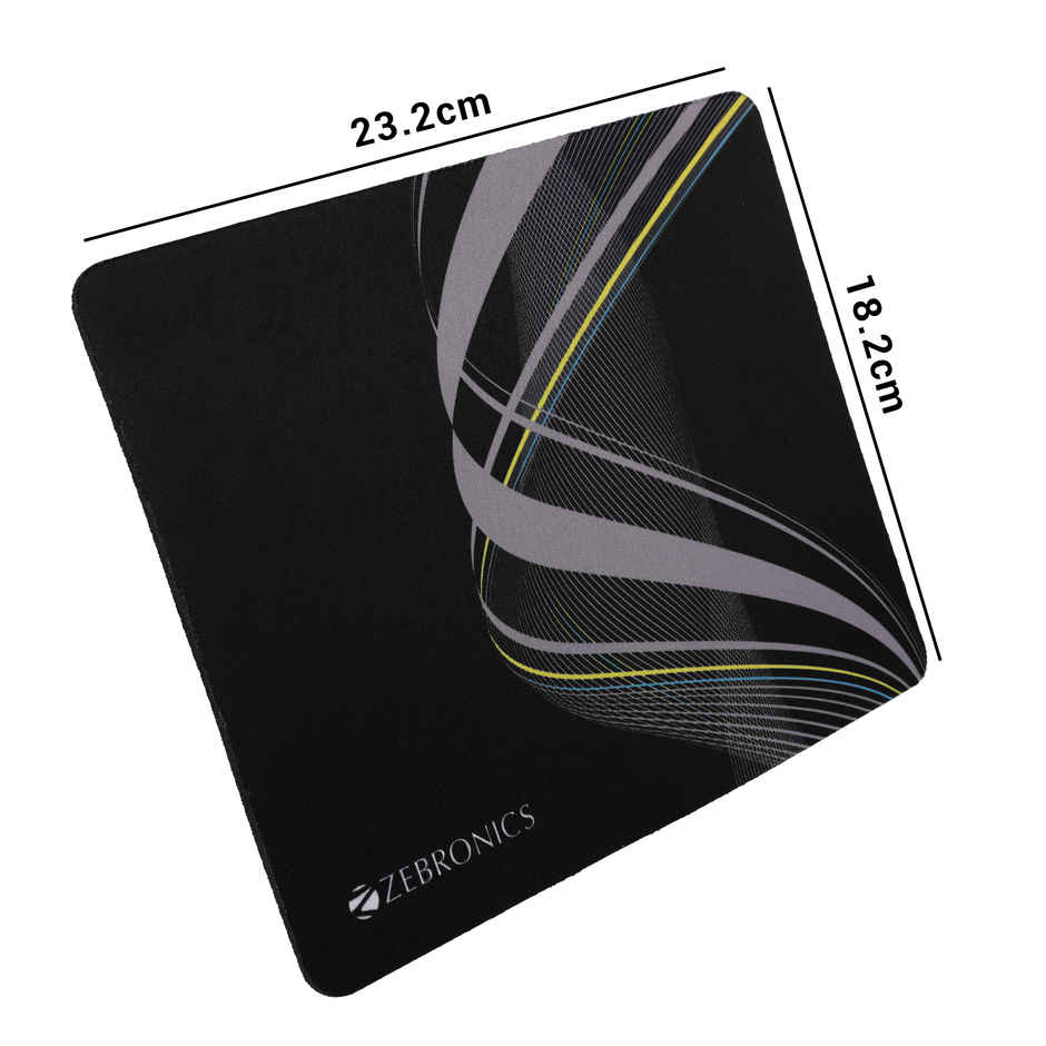 Zebronics MSP-X1 Mouse Pad, for Speed and Precision Operation, Smooth Cloth Surface, Roll and Go, Optimised for All Mouse Sensors, Anti Slip Rubber Base, Surface of 232 x 182 mm - Black