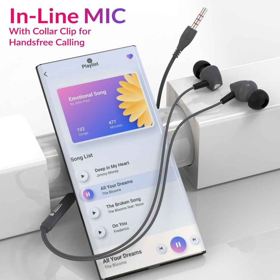 Aroma HF603 Wired Earphone With Mic 3.5Mm Jack I 10 Mm Drivers For Mobile | Tablet,Laptop I Grey