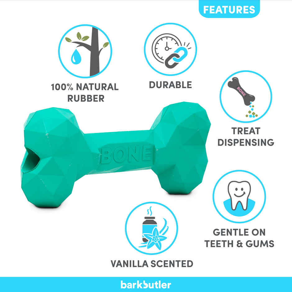 BarkButler Chu The Bone - Dog Chew Toy | 100% Natural Rubber Pet Toys | Adult Dog Toys For 10-30kg