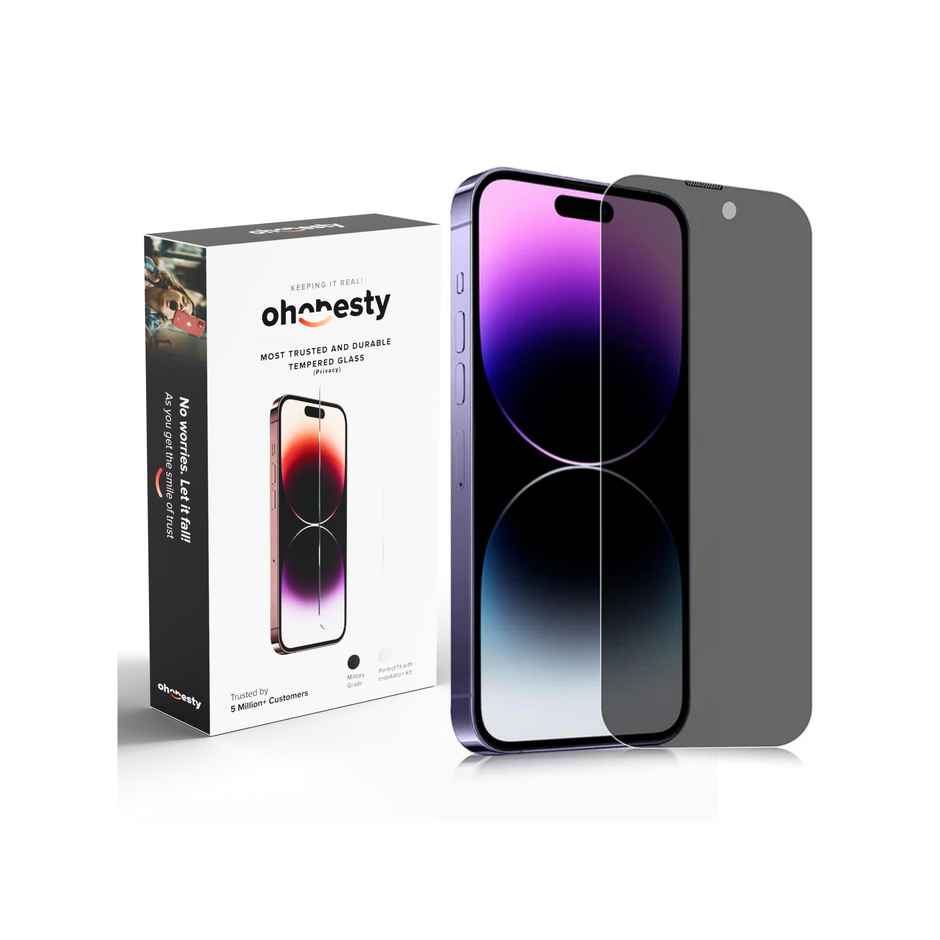 OHONESTY Privacy Tempered Glass for iPhone 13|13 Pro|14| Anti-Spy Screen Protector