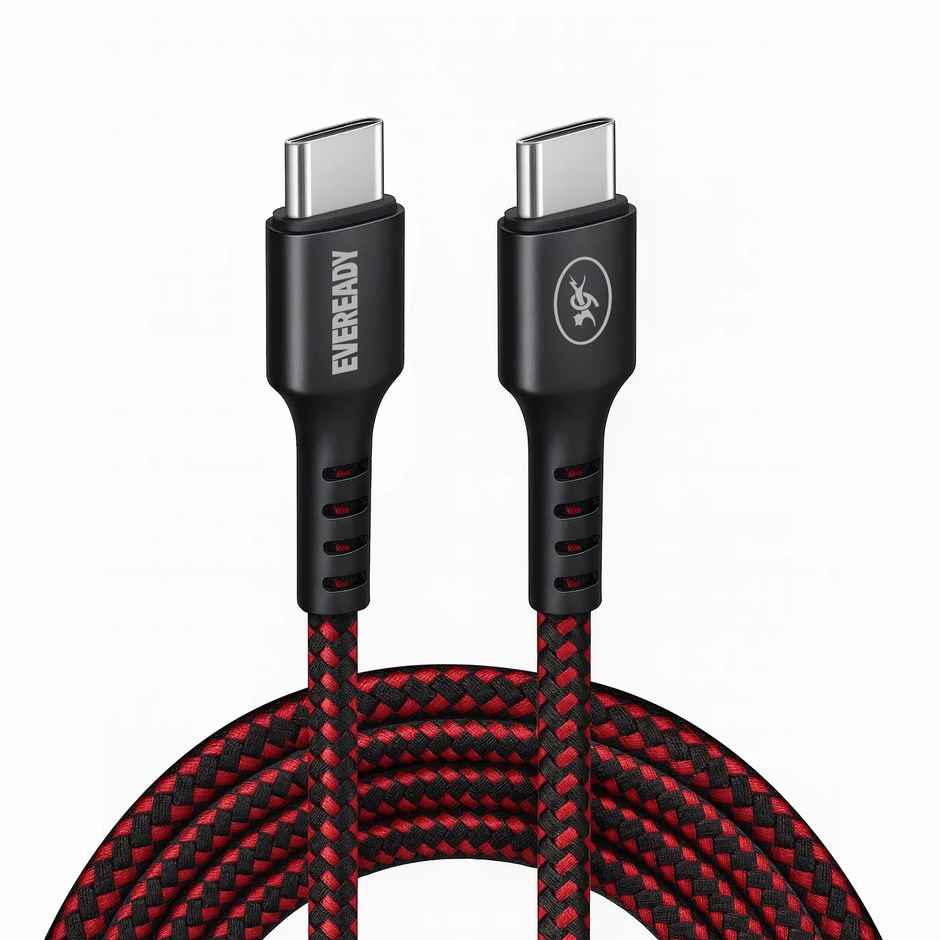 Eveready Nylon Braided Charging Cable | 100W | Type C to Type C | 1.5m Length | 5A