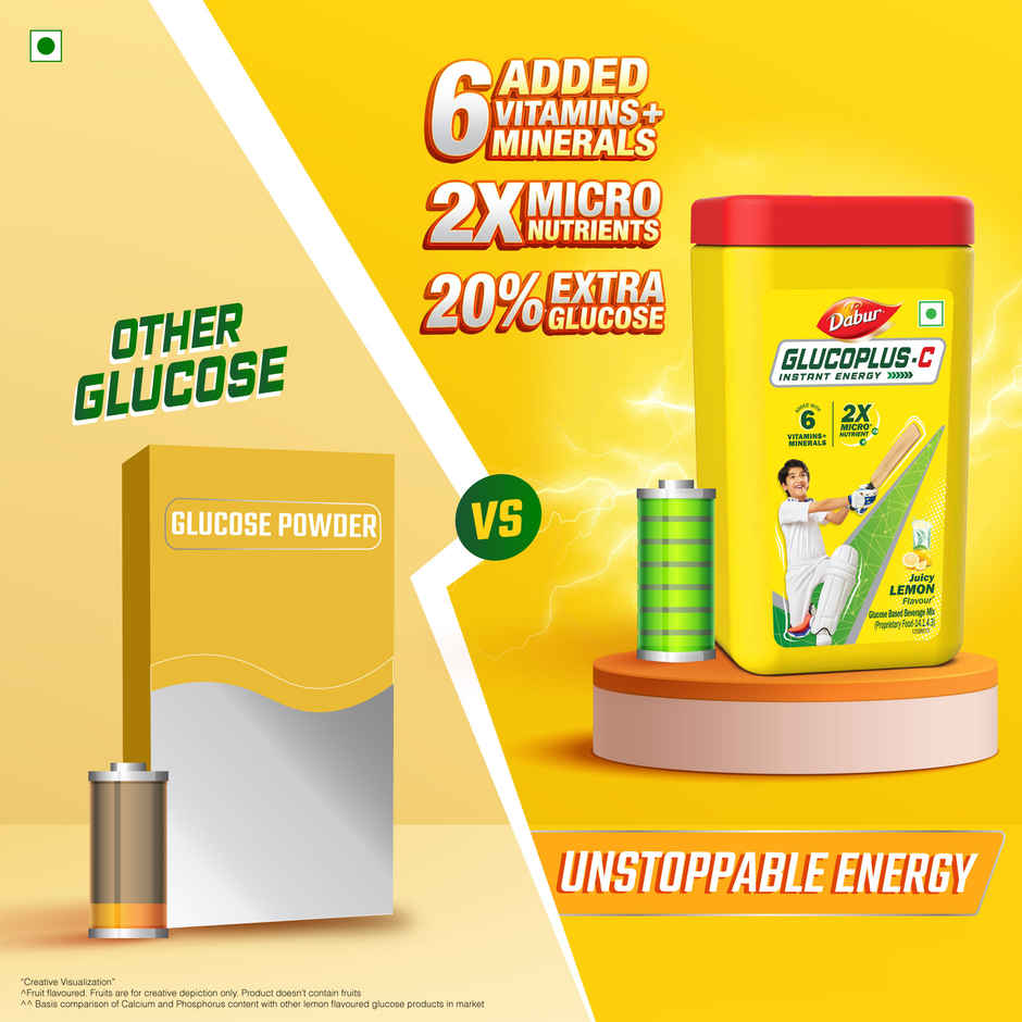 Dabur Glucoplus-C Lemon Instant Energy Glucose Powder