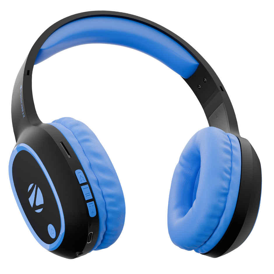 Zebronics Thunder BT 5.3 Headphone, 60H, Gaming Mode, Dual Pairing, ENC, AUX, mSD, Voice Asst(Blue)