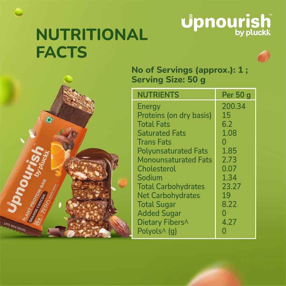 Pluckk Upnourish Orange Cocoa Plant Protein Bar