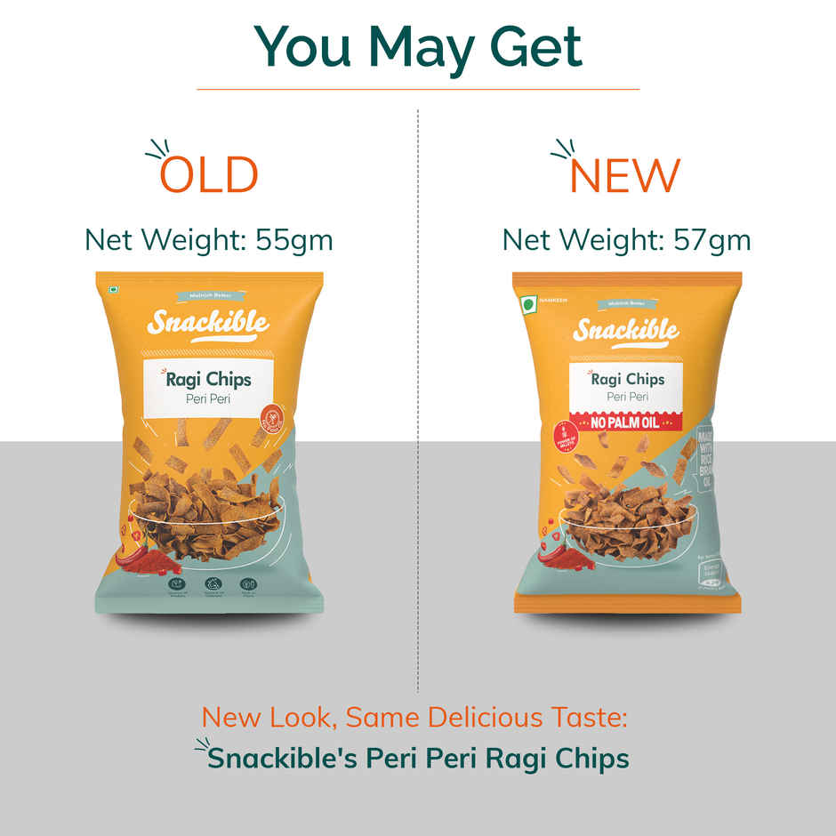 Snackible Peri Peri Ragi Chips - High Fibre, No Palm Oil