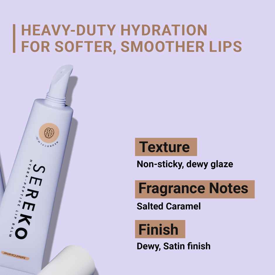 SEREKO Hydra Lip Balm with Ceramide, Peptide & 24H Moisture Lock | Non Tinted Lip Care | Salted Caramel