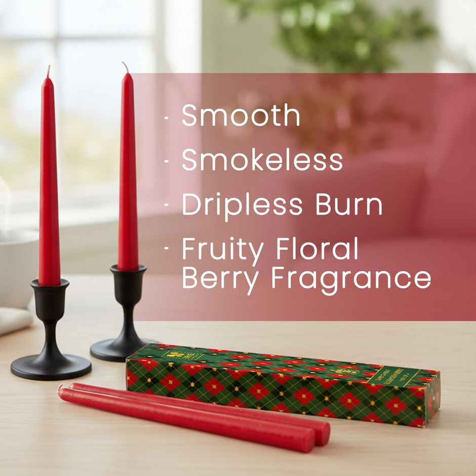 IRIS Berry Fragranced Taper Candles | 8 Hours Burning Time | 10 in | Home Decor