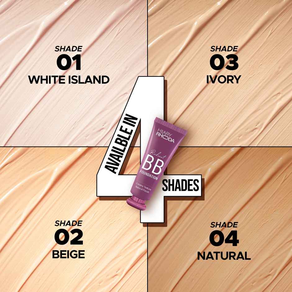 Hilary Rhoda Radiant BB Foundation | Ultra-Creamy & Lightweight Formula | White Island - Shade 01