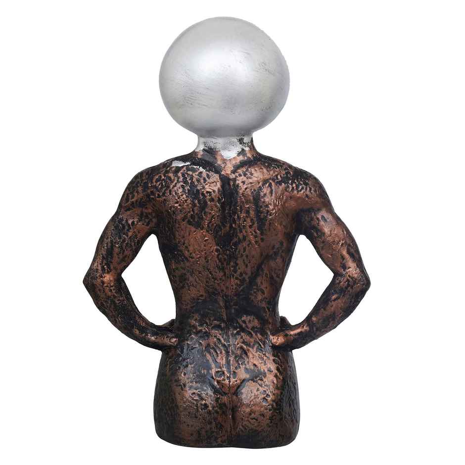 eCraftIndia Polyresin Men Statue | Round Sign On Face | Copper & Silver