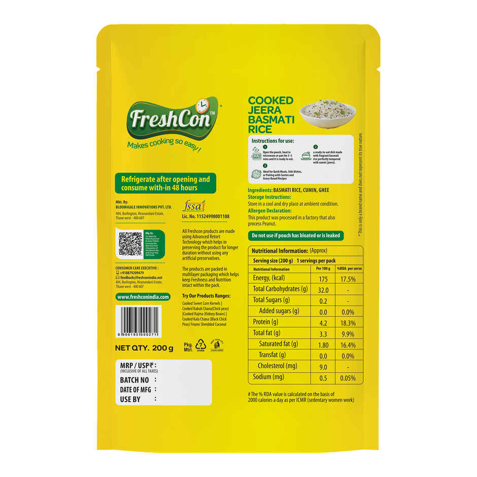 Freshcon Cooked Basmati Jeera Rice