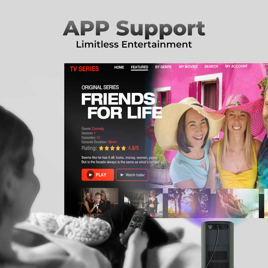 Zebronics Pixaplay 22, Smart Projector, 3400 Lumens, 4K Support,160 Inch Screen Size, Miracast