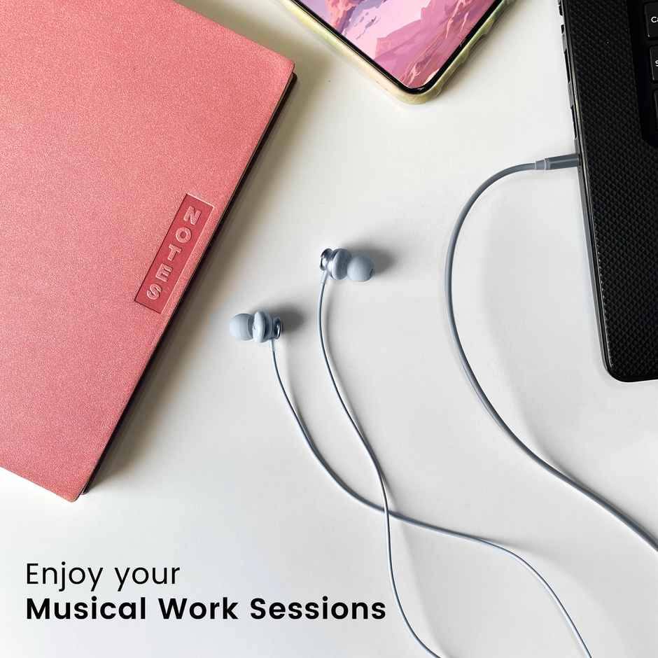 Ambrane Wired Earphones with Mic, Powerful HD Sound with High Bass 3.5mm Jack (Stringz 38)