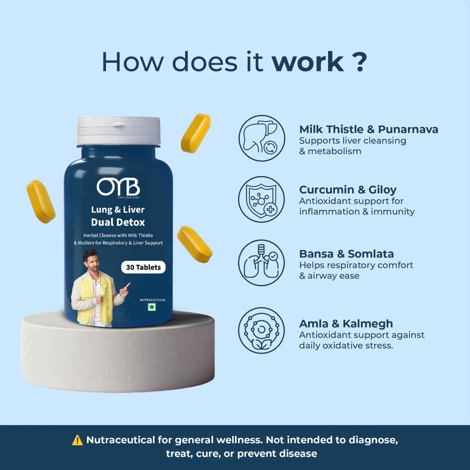 OYB Lung & Liver Dual Detox with Milk Thistle & Mullein | 30 Tablets | OYB Lung & Liver Dual Detox