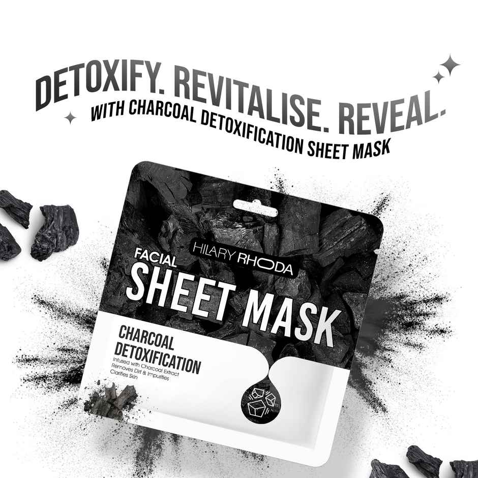 Hilary Rhoda Charcoal Detoxification Sheet Mask | Infused with Charcoal | For All Skin Types