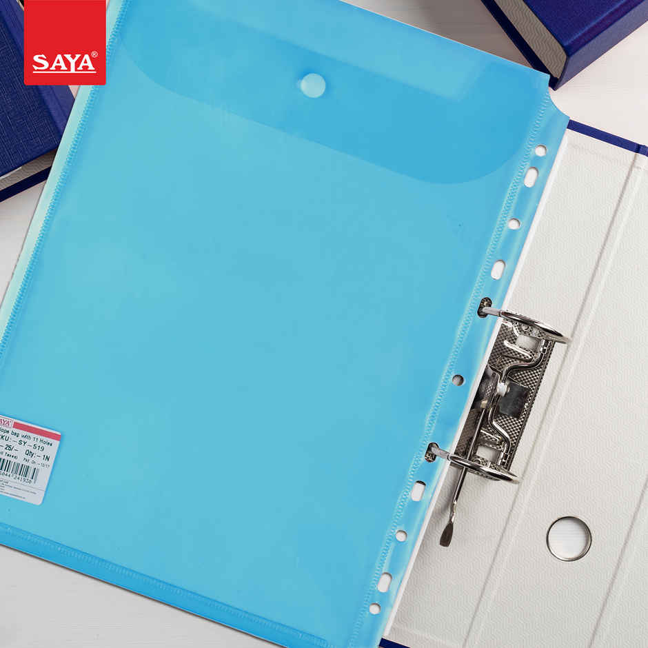 Saya Punched Document Wallet - Transparent A4 Portfolio Case for Documents | Assorted