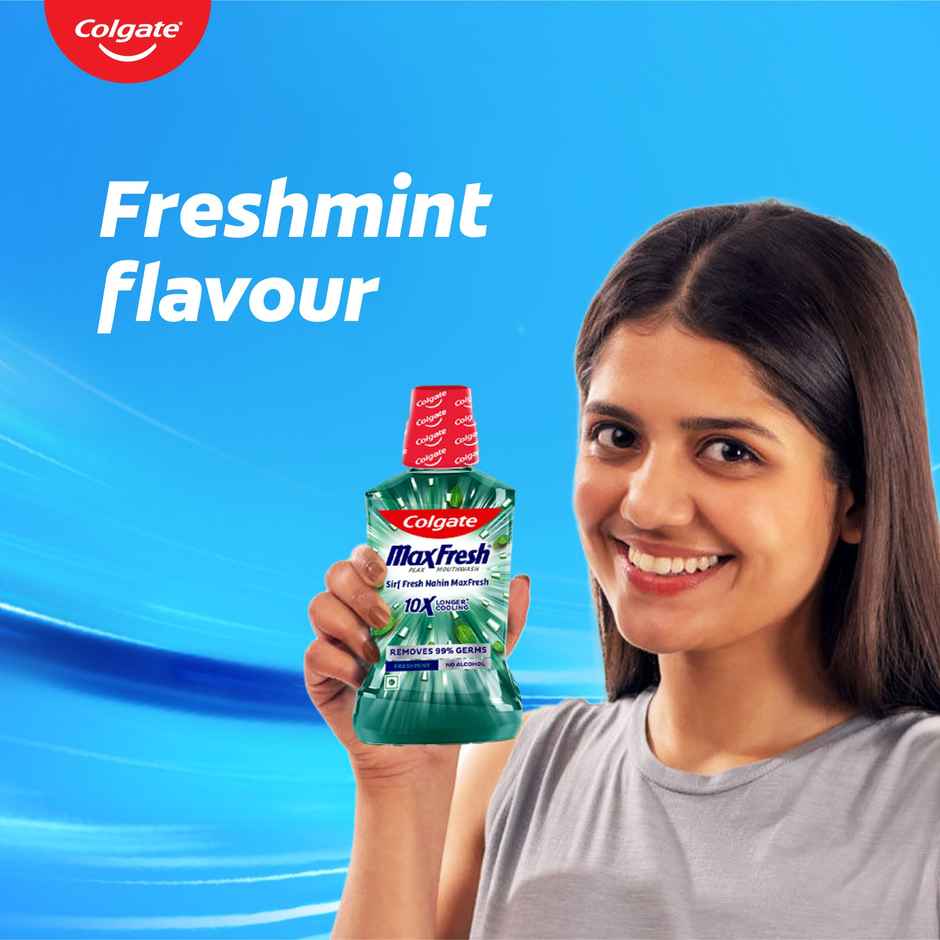 Colgate Plax Fresh Mint Mouthwash, 0% Alcohol, Antibacterial Mouth Wash for Bad Breath