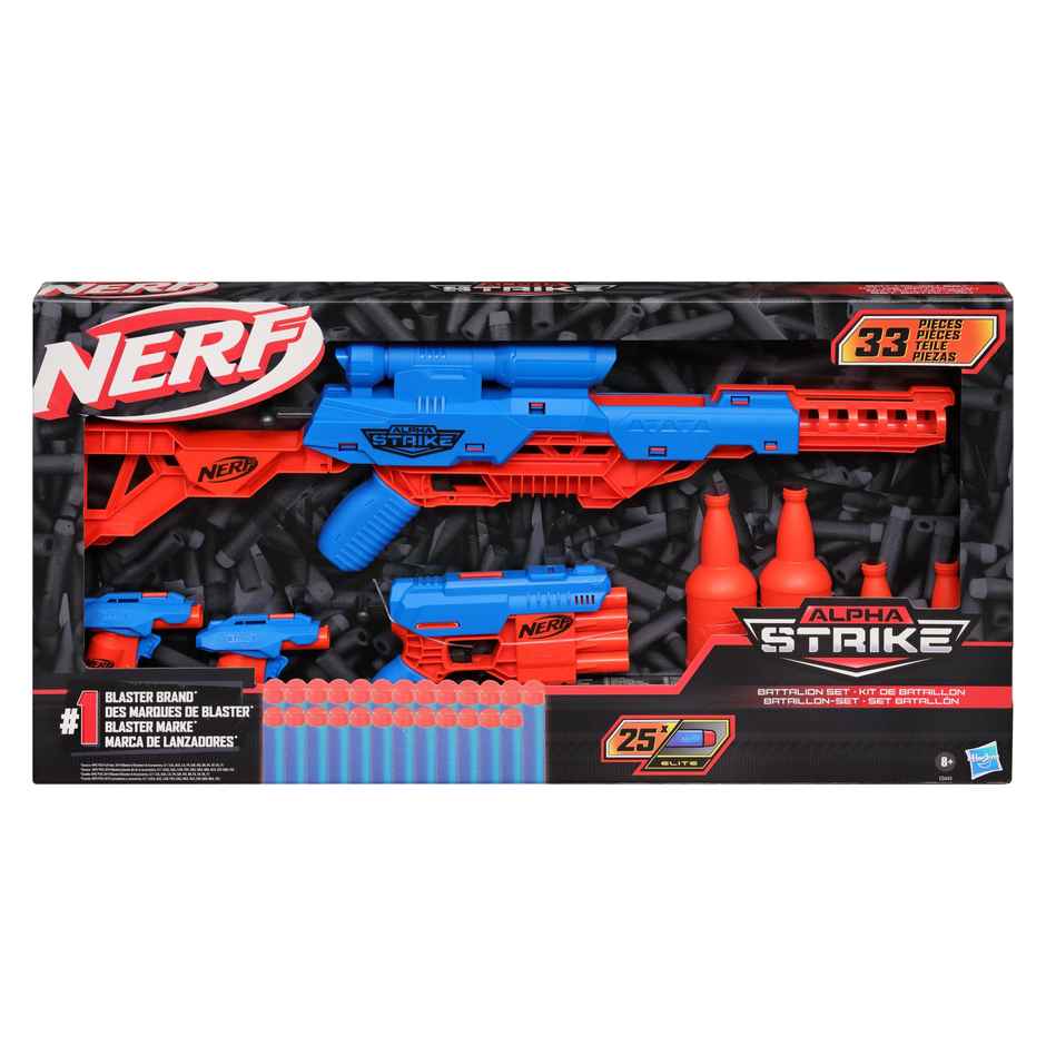 Nerf Alpha Strike Battalion Set | 33-Pieces | 4 Blasters | 25 Nerf Elite Darts - Assorted | Toy Gun