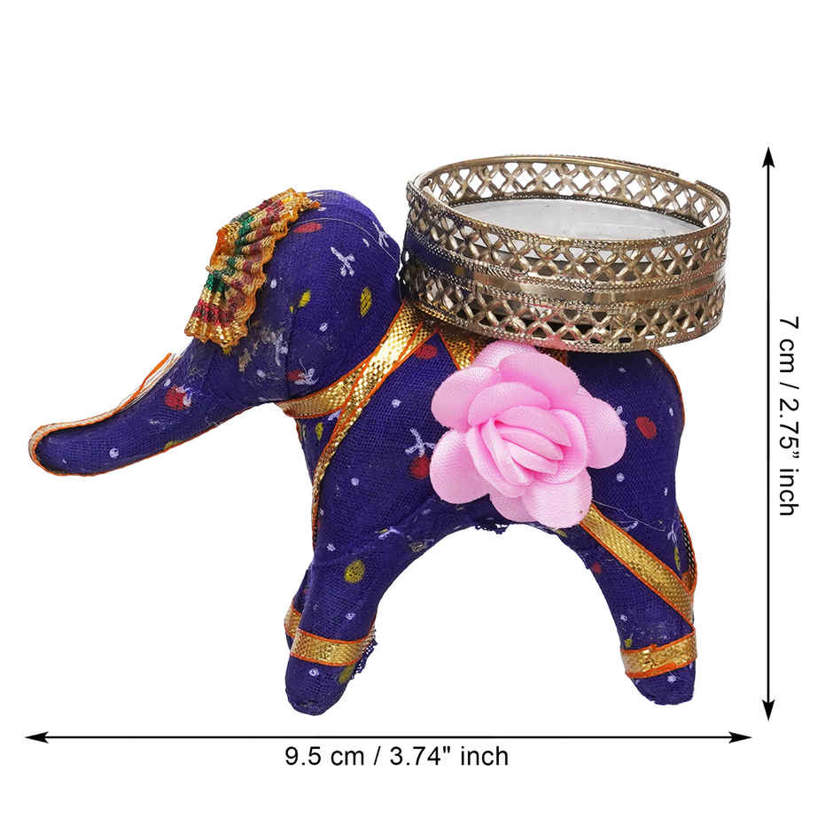 eCraftIndia Pink and Purple Elephant Decorative Tea Light Candle Holders | Set of 2