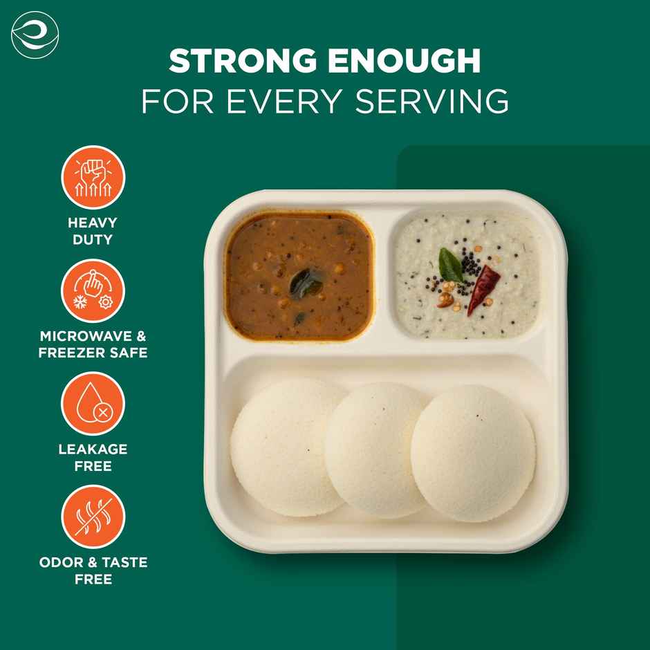 ECO SOUL | Bagasse Disposable Meal Tray/Plates | Square | 5CP | 10 Count