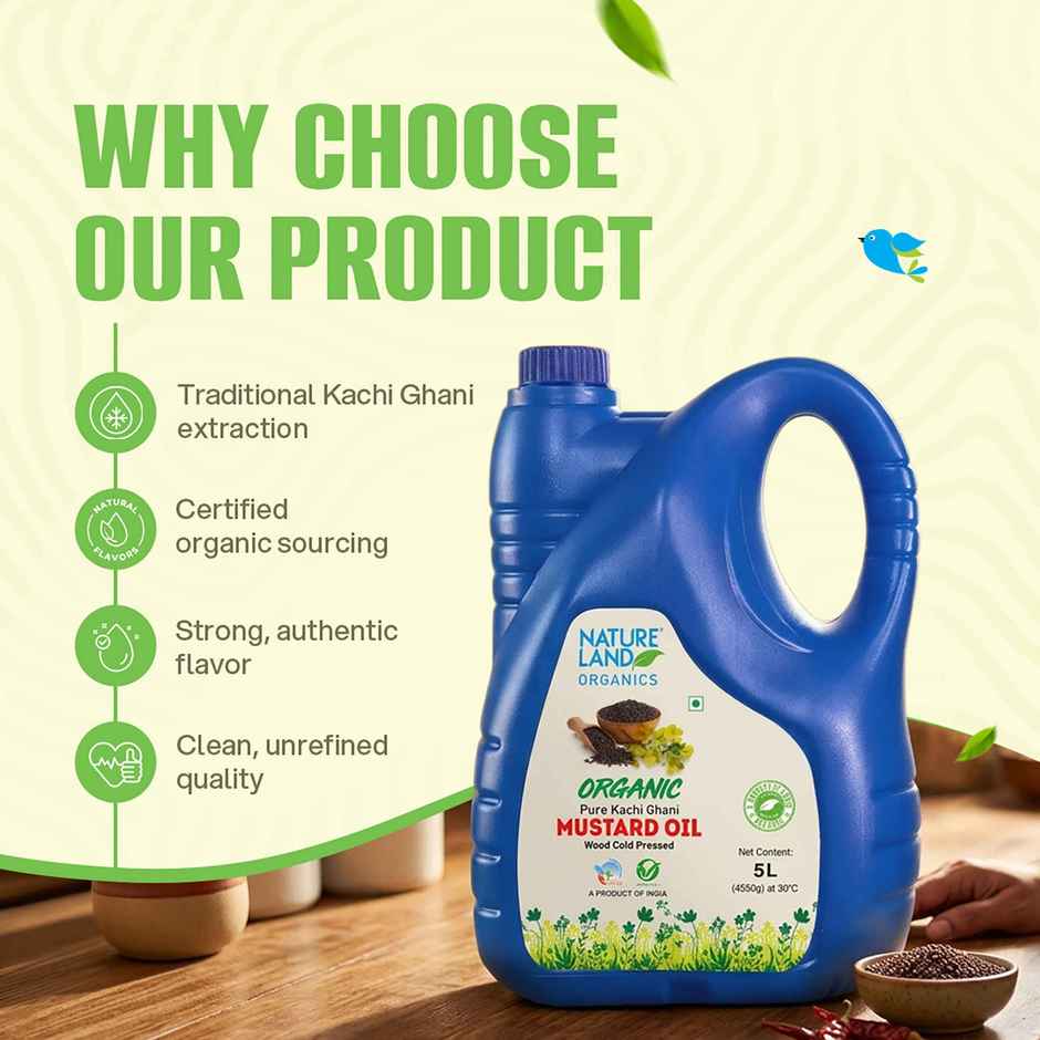 Natureland Organics Mustard (Sarson) Cold Pressed Oil | Kacchi Ghani