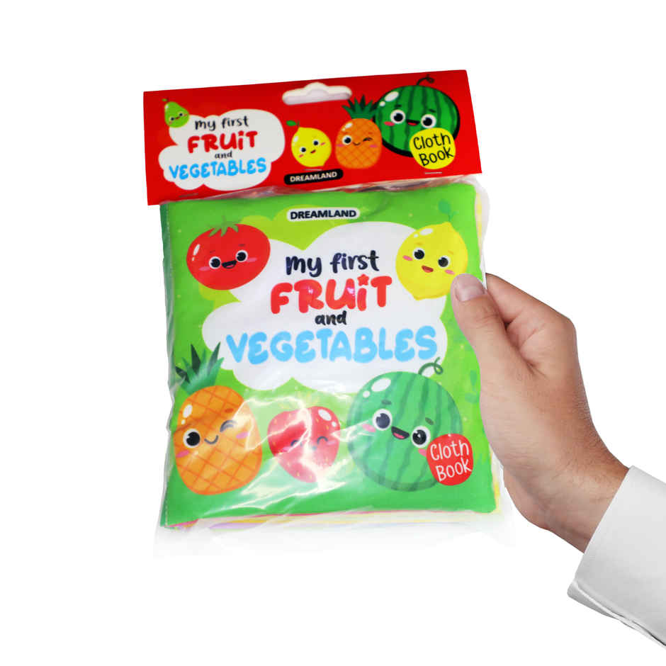 Baby My First Cloth Book Fruit & Vegetables with Squeaker & Crinkle Paper, Non-Toxic