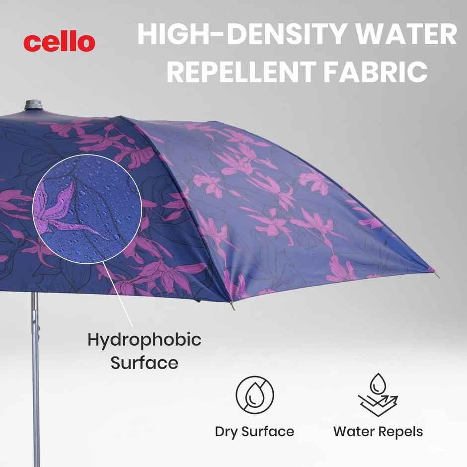 Cello Dew Drop 24.5 Inch 2 Fold Mix Print Silver Umbrella | Green