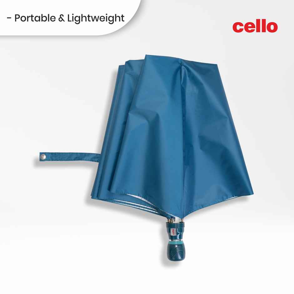 Cello Varsha 21 Inch 2 Fold Mix Mono Silver Umbrella | Teal Green