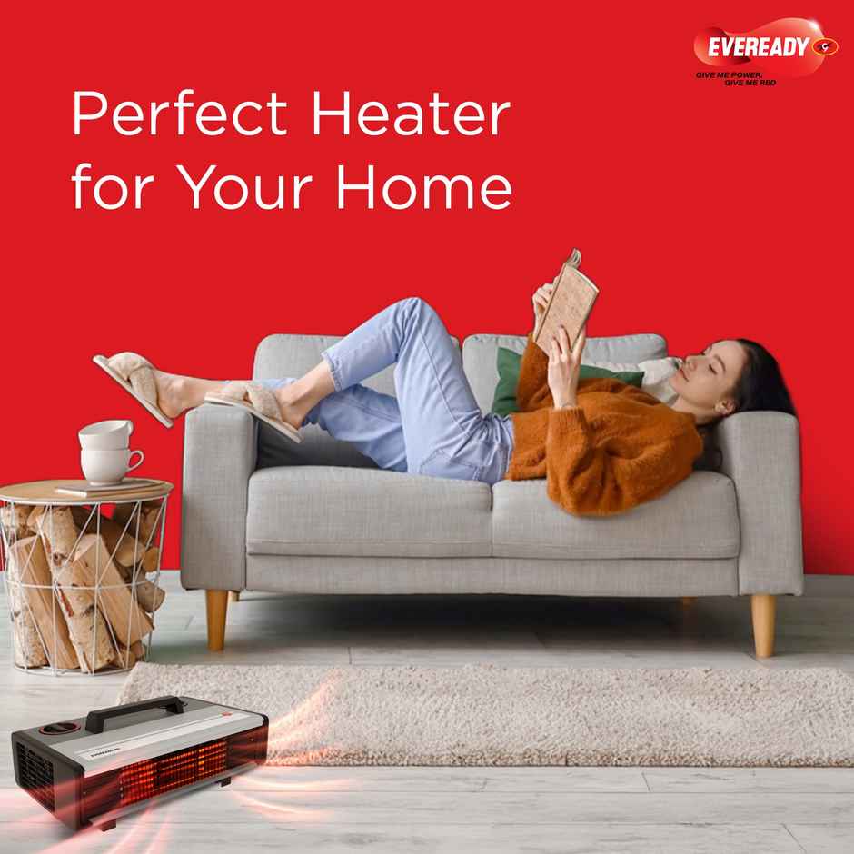 Eveready Thermaflo Heat Convector Room Heater | 2000W - ISI Mark | Black