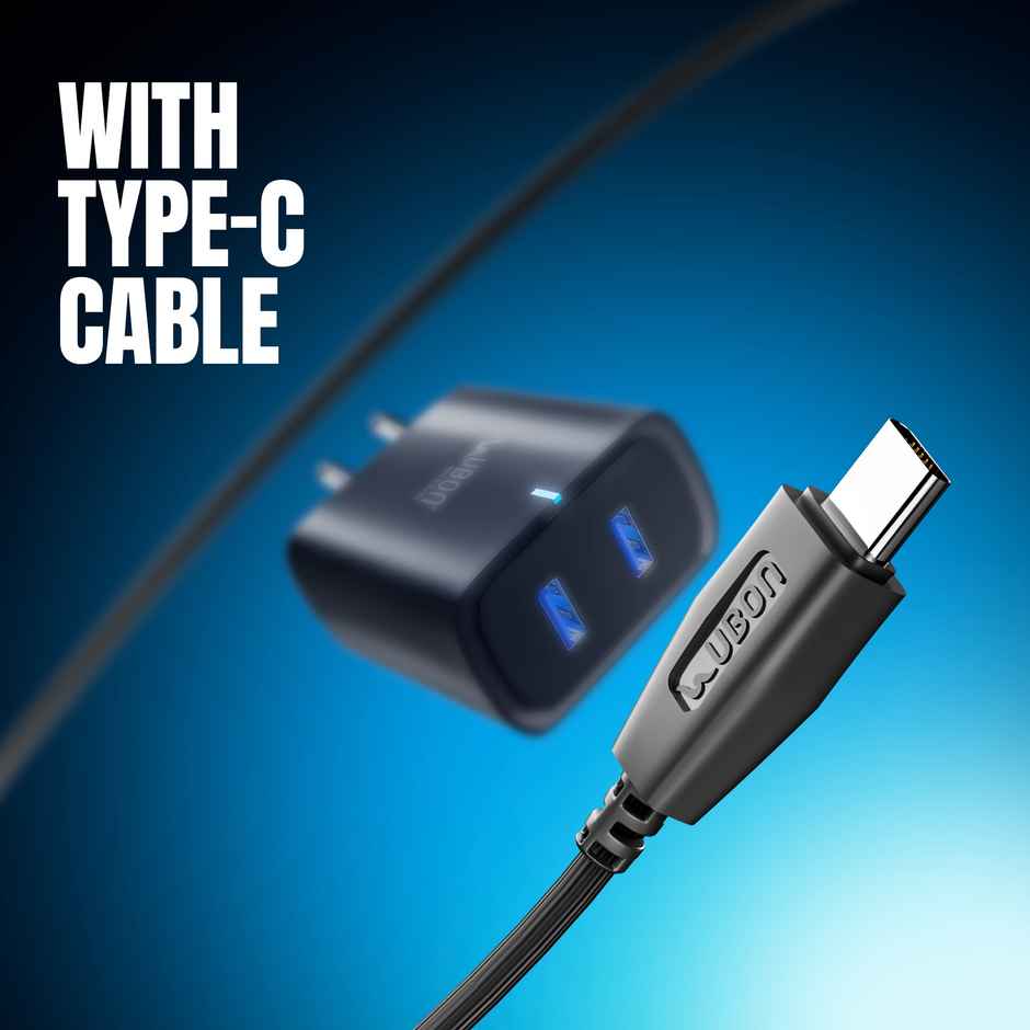 UBON 15W Fast Charging | Dual USB Ports | TYP C Cable Included