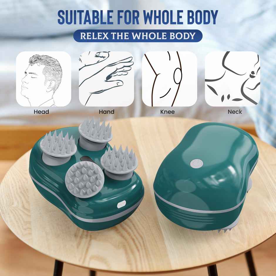 Aroma Head Massager For Scalp I Electric Scalp Massager For Hair Growth I Body Massager | Green