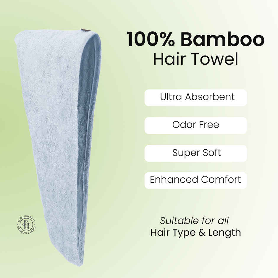 Mush Bamboo Hair Towel Ultra Soft Absorbent Anti Microbial Hair Wrap 500 GSM Sky Blue