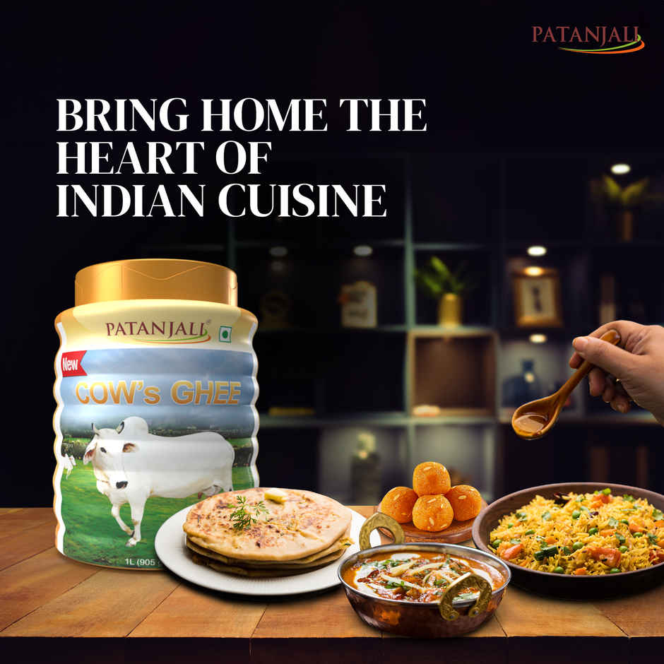Patanjali Pure Cow Ghee PET Jar - Danedaar, Rich Aroma, Cow Ghee
