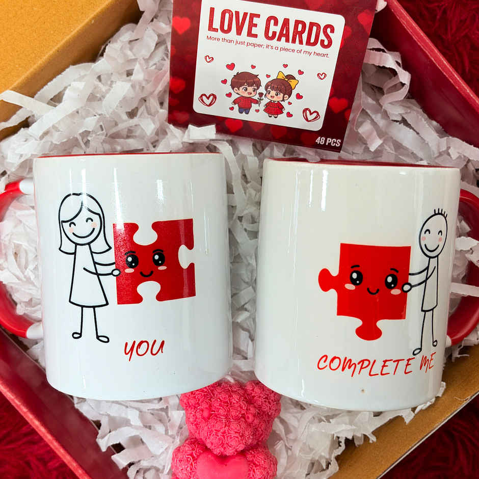 Couple Gift Hamper with Mugs, Teddy Candle and Love Cards | Ideal for Gifting | Special You