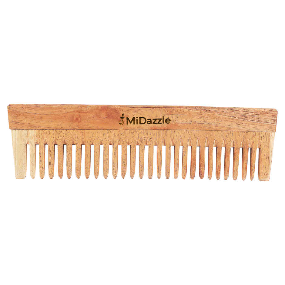 Midazzle Organic Kacchi Neem Wooden Shampoo Comb Wide Tooth | MINC2103