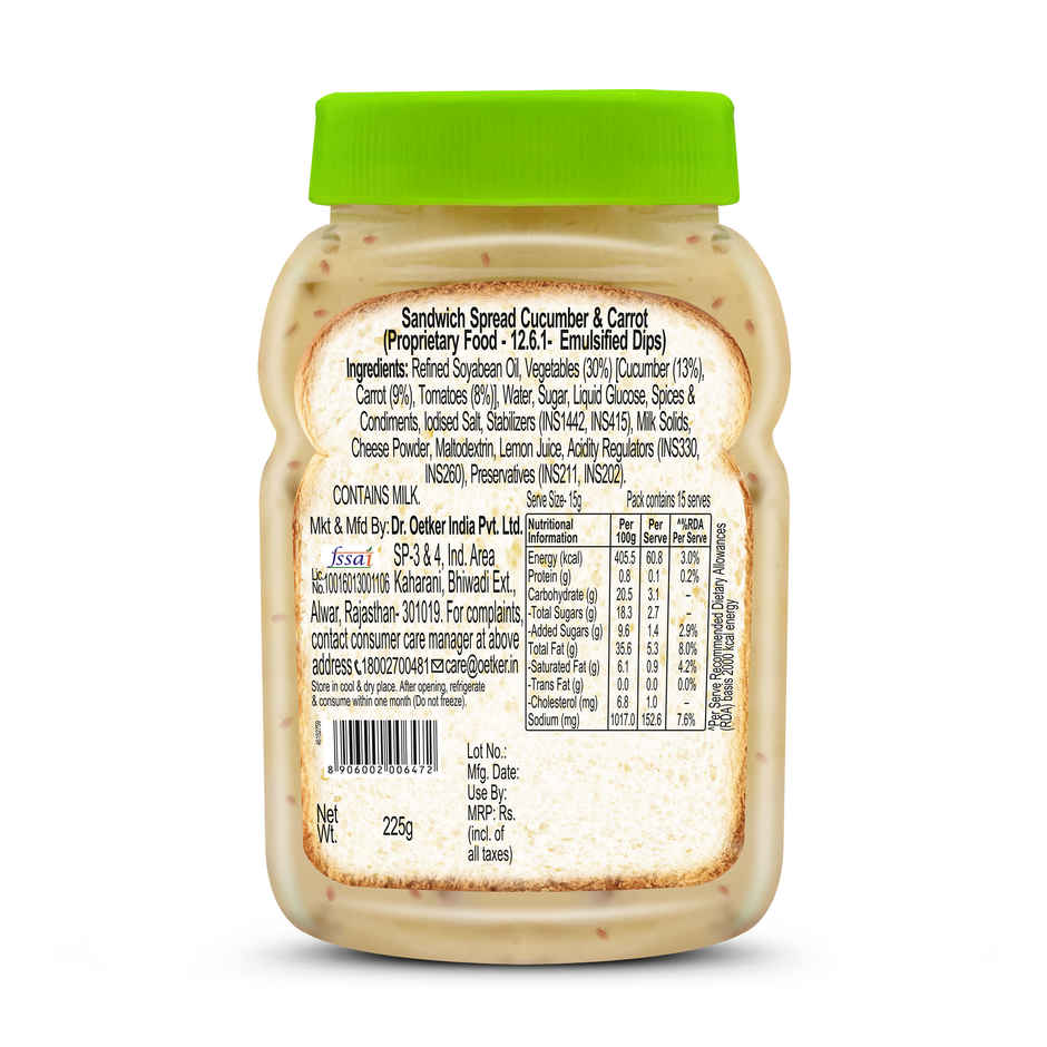 Dr. Oetker FunFoods Veg Cucumber & Carrot Sandwich Spread