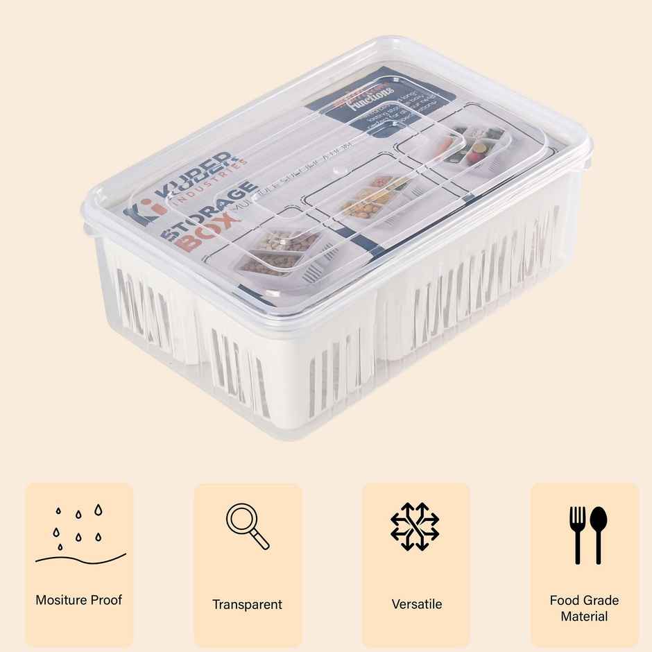 Kuber Industries 4-Compartment Fridge Organizers Set | Vegetable & Grocery Container | Transparent