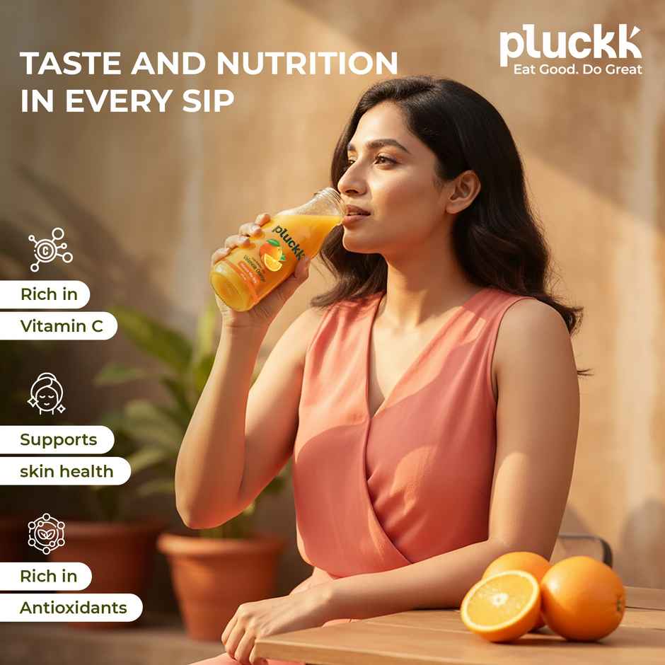 Pluckk Cold Pressed Extracted Valencia Orange Juice | No Preservatives | No Added Sugar