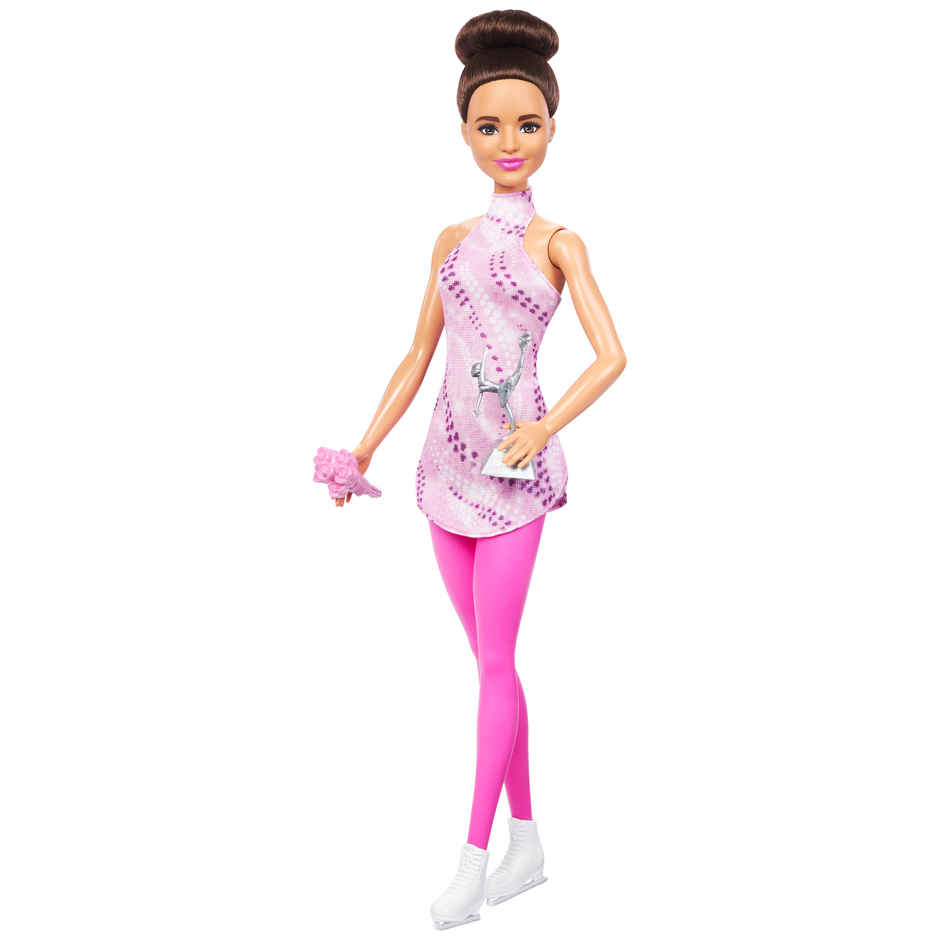 Barbie Fashion Doll | Brunette | Pink Skate Outfit | Ice Skates & Trophy