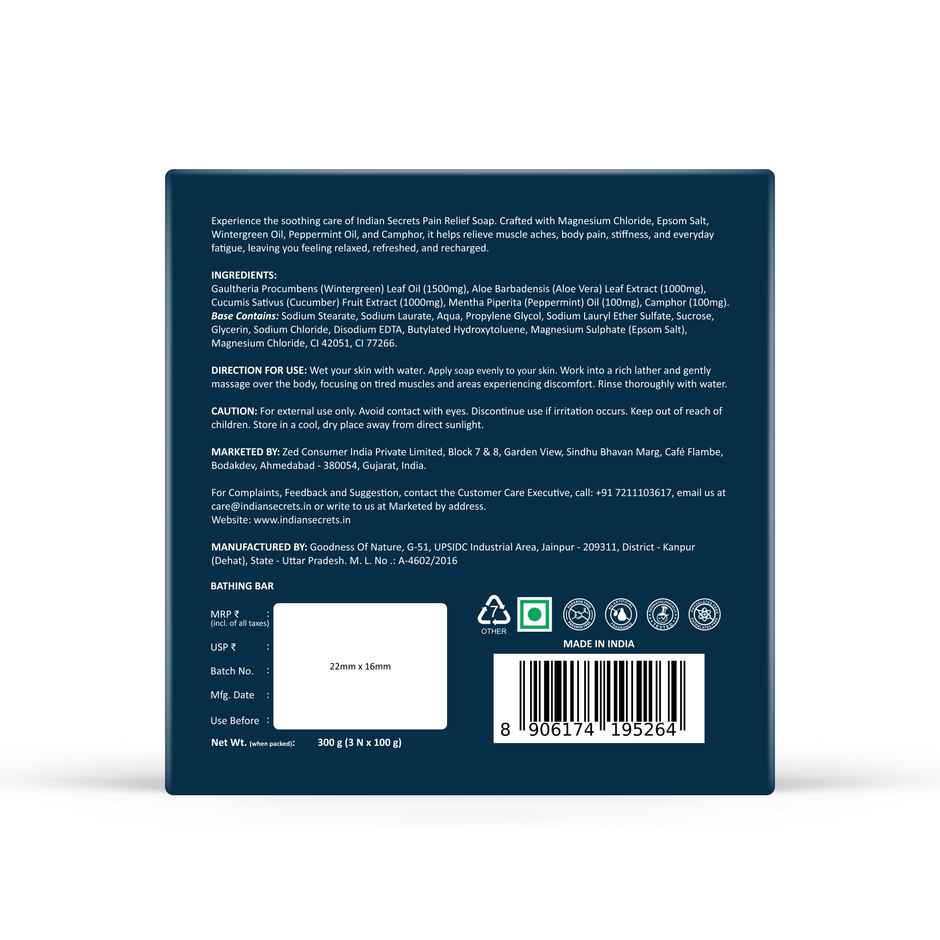 Indian Secrets Pain Relief Magnesium Body Soap | Relax Body | Muscle Relaxation & Recovery