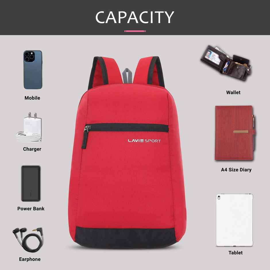 Lavie Sport Unisex Graphic Polyester 11 L Shoulder Handle Casual Backpack | Red
