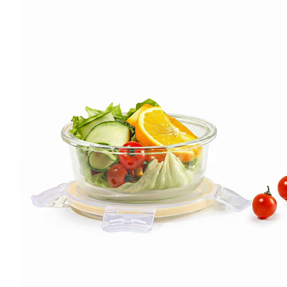 Fit and Fresh Glass Round Lunch Box Clear - 400 ml | CELLO