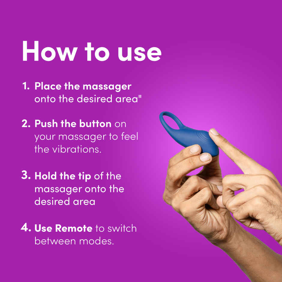 Bold Care Ultra Pleasure Ring Massager For Men & Women - 10 Vibrating Modes - Rechargeable