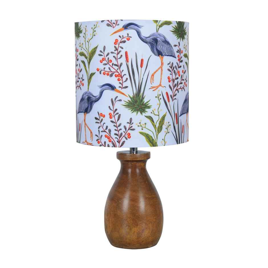 Homesake Dovel Pot Modern Wooden Table Lamp with Fabric Shade, Crane